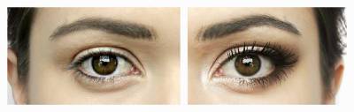 Maquiagem para olhos caídos antes e depois