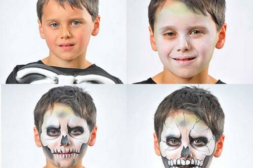 Como fazer maquiagem de caveira para Halloween infantil
