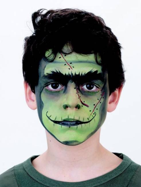 Maquiagem de Dia das Bruxas para crianças - Frankenstein