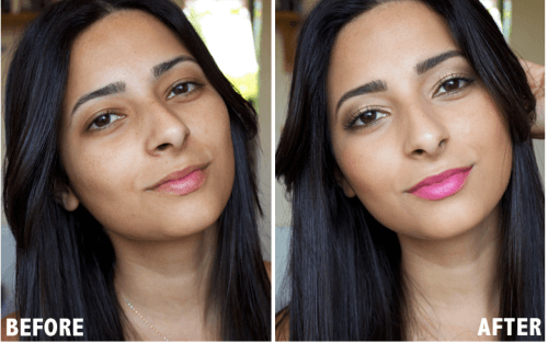 foto antes e depois maquiagem de morena