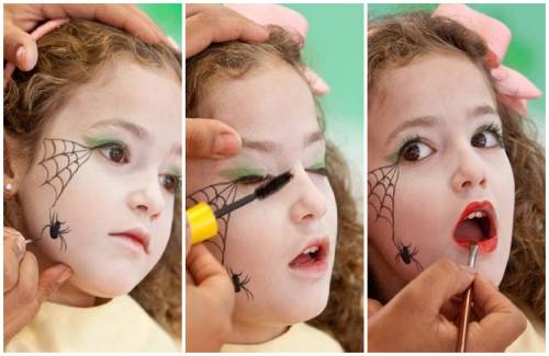 maquiagem de bruxa para crianças com teia